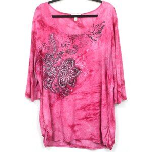 Dressbarn Woman Plus Size 18/20 Top‎ Blouse Shirt Paisley Print 3/4 Sleeve Boho